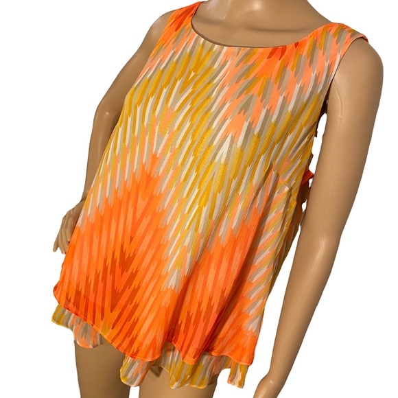 WORTHINGTON  | BRIGHT CHEVRON RUFFLE TANK TOP  SZ L - Picture 4 of 15